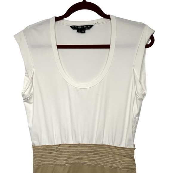 Veronica Beard Jeans Amaia Tiered Eyelet White Tan Combo Midi Dress Medium - Picture 6 of 13